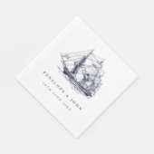 Nautical Ship Illustration Destination Wedding Servet (Hoek)