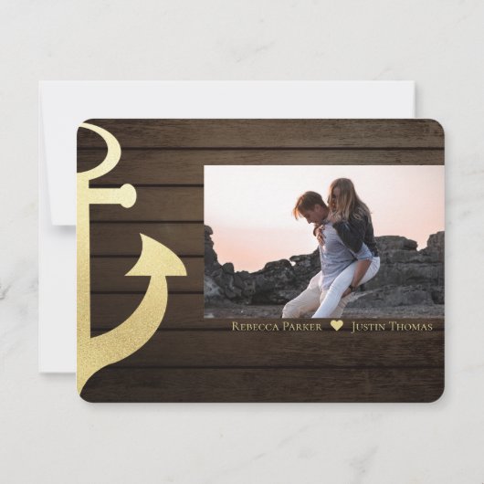 Nautical Ship Lap en Anchor Stropdas the Knot Wedd Kaart (Achterkant)