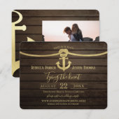Nautical Ship Lap en Anchor Stropdas the Knot Wedd Kaart (Voorkant / Achterkant)