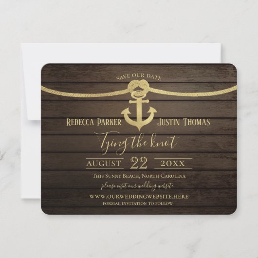 Nautical Ship Lap en Anchor Stropdas the Knot Wedd Kaart (Voorkant)