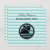 Nautical Ship Lt Blu Wht Stripe #2 SQ Bachelorette Kaart (Voorkant / Achterkant)