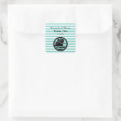 Nautical Ship Lt Blue White SQ Envelope Seals TY Vierkante Sticker (Tas)