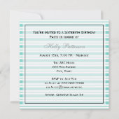 Nautical Ship Lt Blue White Stripe #2 SQ Sweet 16 Kaart (Achterkant)