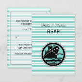 Nautical Ship Lt Blue White Stripe #2 V RSVP (Voorkant / Achterkant)