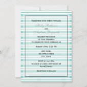 Nautical Ship Lt Blue White Stripe #2 V Wedding Kaart (Achterkant)