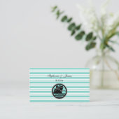 Nautical Ship Lt Blue White Stripe Escort Kaarten Plaatskaartje (Staand voorkant)