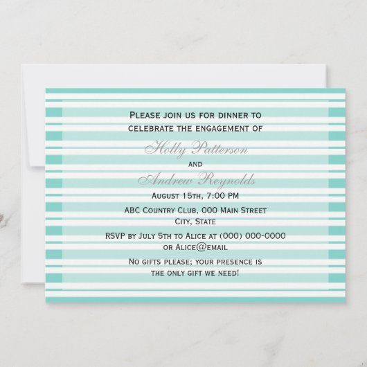 Nautical Ship Lt Blue White Stripe H Verloving Kaart (Achterkant)