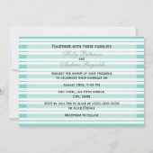 Nautical Ship Lt Blue White Stripe H Wedding Kaart (Achterkant)