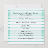 Nautical Ship Lt Blue White Stripe SQ Sweet 16 Kaart (Achterkant)