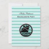Nautical Ship Lt Blue White Stripe V Bachelorette Kaart (Voorkant)