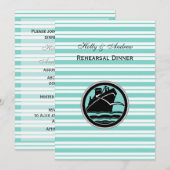 Nautical Ship Lt Blue White Stripe V Rehearsal Din Kaart (Voorkant / Achterkant)