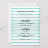 Nautical Ship Lt Blue White Stripe V Wedding Kaart (Achterkant)