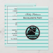 Nautical Ship Lt Blue Wht Stripe #2 V Bachelorette Kaart (Voorkant / Achterkant)