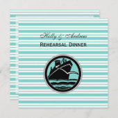 Nautical Ship Lt Blue Wht Stripe SQ Rehearsal Din Kaart (Voorkant / Achterkant)