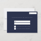 Nautical Ship Navy Blue Destination Wedding RSVP Kaartje (Achterkant)