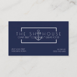 Nautical Ship Navy Blue Restaurant Bar Business Visitekaartje