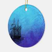 Nautical Ship & Octopus Keramisch Ornament (Links)