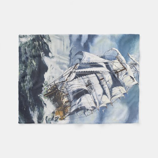 Nautical Ship on the Zee Fleece Deken (Voorkant (Horizontaal))