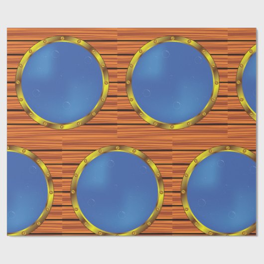 Nautical Ship Porthole Window with Blue Water Cadeaupapier (Vlak)