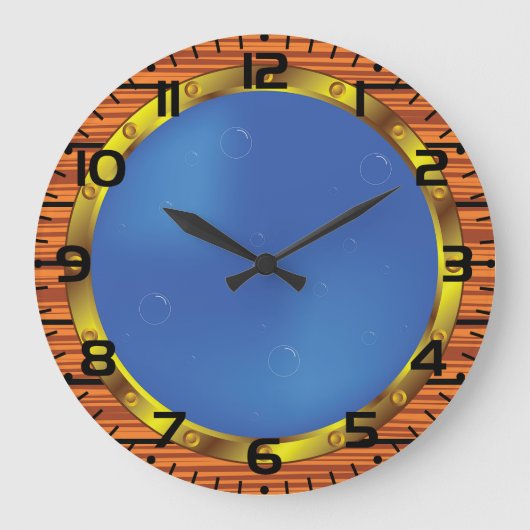 Nautical Ship Porthole Window with Blue Water Grote Klok (Voorkant)