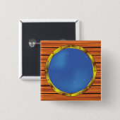 Nautical Ship Porthole Window with Blue Water Vierkante Button 5,1 Cm (Voorkant /achterkant)