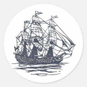 Nautical Ship Ronde Sticker