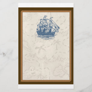 Nautical  Ship Treasure Map Stationery Briefpapier