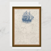Nautical  Ship Treasure Map Stationery Briefpapier (Voorkant / Achterkant)