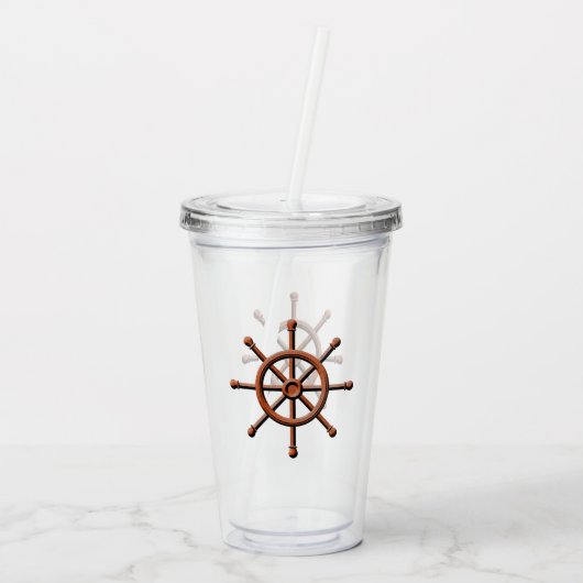Nautical Ship Wheel Acryl Drinkbeker (Achterkant)