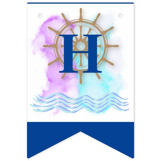 Nautical (Ship Wheel) Birthday Bunting Flags Vlaggetjes (Tweede vlag)