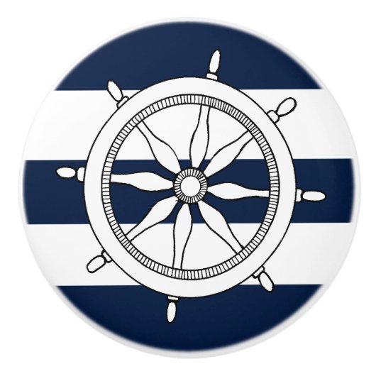 Nautical Ship Wheel Ceramic Knobs / Pulls Keramische Knop (Voorkant)