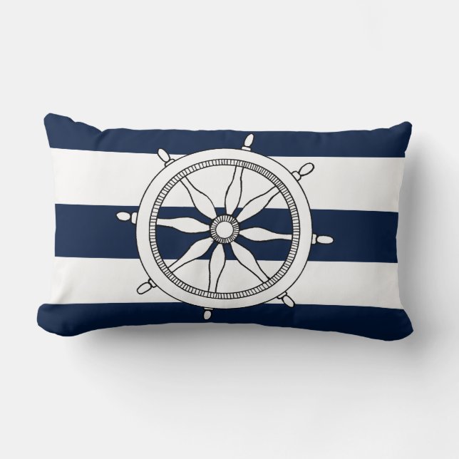Nautical Ship Wheel Lumbar Pillow Kussen (Voorkant)