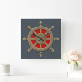 Nautical Ship Wheel Wall Clock Vierkante Klok (Huis)