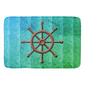 Nautical Ship Wheel Wood Badmat (Voorkant)