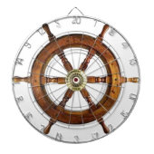 Nautical  Ship Wheel Wooden Helm Dart Board Dartbord (Voorkant)