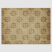 Nautical Ship Wheels on Brown Decoupage Tissuepapier (Voorkant)