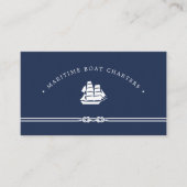 Nautical Ship | Zeemacht en wit | Boat-handvest Visitekaartje (Voorkant)