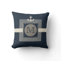 Nautical Ship's Anchor Monogram Burlap Effect Naut