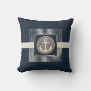 Nautical Ship's Anchor Striped Kussen