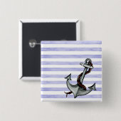 Nautical Ship's Anchor Vierkante Button 5,1 Cm (Voorkant /achterkant)