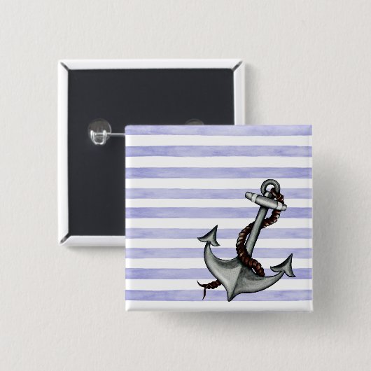 Nautical Ship's Anchor Vierkante Button 5,1 Cm (Voorkant /achterkant)