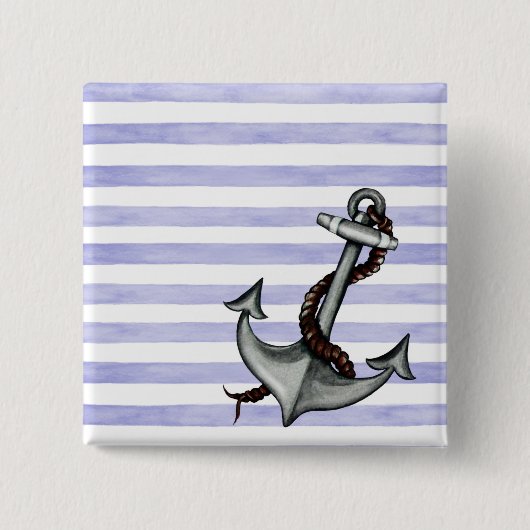 Nautical Ship's Anchor Vierkante Button 5,1 Cm (Voorkant)