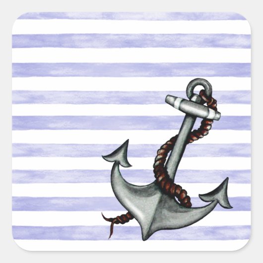 Nautical Ship's Anchor Vierkante Sticker (Voorkant)