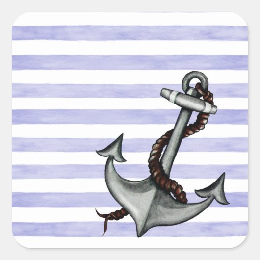 Nautical Ship's Anchor Vierkante Sticker (Voorkant)