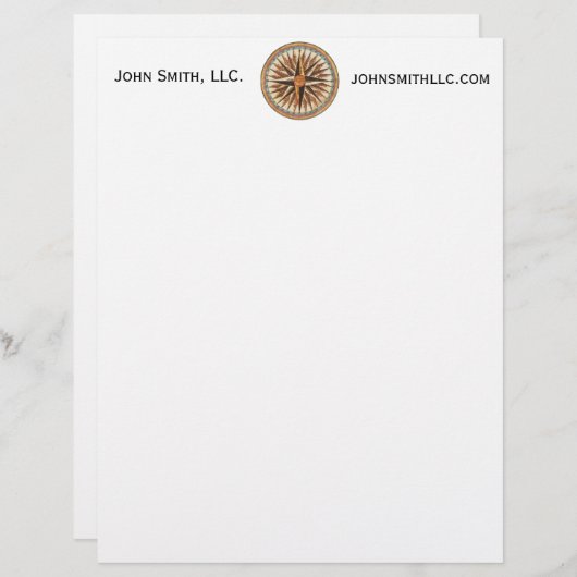 Nautical  Ship's Compass Navigator Sailing Gepersonaliseerd Briefhoofd (Voorkant / Achterkant)