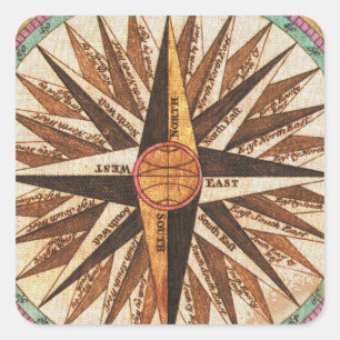 Nautical Ship's Compass Navigator Sailing Vierkante Sticker