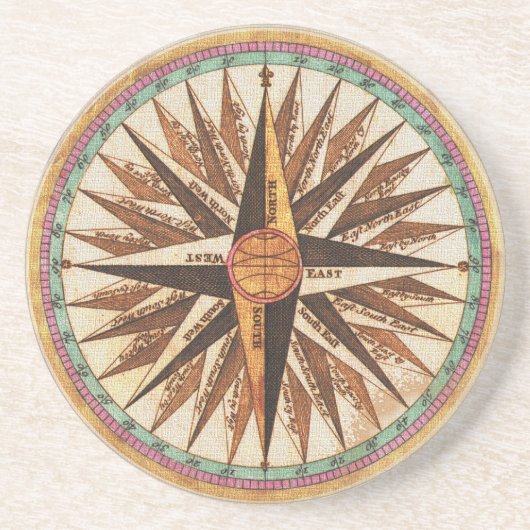 Nautical  Ship's Compass Navigator Sailing Zandsteen Onderzetter (Voorkant)