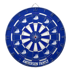 Nautical Ships on Navy Blue & White Dartbord