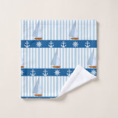Nautical Ships Wheel Anchor Blue White Stripes Bad Handdoek (Wasdoekje)