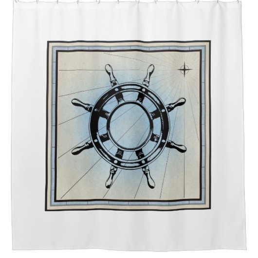  Nautical Ship's Wheel for Navigation Douchegordijn (Voorkant)
